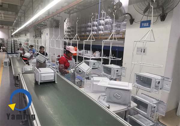 Microwave oven assembly line